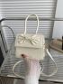 Mini Square Bag Bow Decor Flap PU Fashionable
