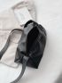 Litchi Embossed Hobo Bag PU Black Elegant