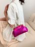 Metallic Snakeskin Embossed Kiss Lock Chain Satchel Bag Top Handle