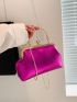 Metallic Snakeskin Embossed Kiss Lock Chain Satchel Bag Top Handle