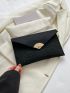 Crocodile Embossed Felt Handbag, Metal Decor Envelope Bag, Trendy Clutch Purse For Women