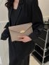Crocodile Embossed Felt Handbag, Metal Decor Envelope Bag, Trendy Clutch Purse For Women