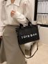 Letter Graphic Square Bag Double Handle