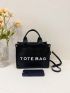 Letter Graphic Square Bag Double Handle