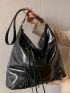 Buckle & Studded Decor Large Capacity Hobo Bag