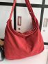 Oversized Red Hobo Bag Casual Adjustable Strap Canvas