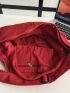 Oversized Red Hobo Bag Casual Adjustable Strap Canvas