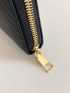 Chevron Embossed Long Wallet Zipper PU