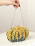 Mini Box Bag Glamorous Rhinestone Decor Pumpkin Design Chain