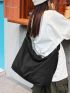 Black Hobo Bag Oversized Casual Zipper