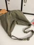 Black Hobo Bag Oversized Casual Zipper