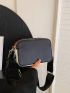 Mini Square Bag Color Block With Zipper PU Fashionable