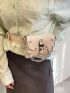 Mini Square Bag Crocodile Embossed Release Buckle & Chain Decor PU