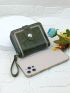 Embroidered Detail Small Wallet With Zipper