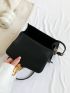 Mini Black Fashionable Metal Decor Flip Cover Square Bag