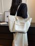 Beige Minimalist Style Shopping Bag With Double Handles