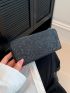 Black Long Wallet Glitter Zipper Around Fashionable Credit Card Holder