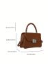 Brown Fashionable PU Square Bag with Single Top Handle