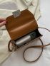 Brown Fashionable PU Square Bag with Single Top Handle