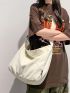 Large Hobo Bag With Zipper Canvas Casual