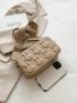 Rabbit Head Textured Square Bag Zipper Pu Fashionable