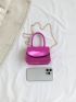 Mini Square Bag Top Handle Flap Chain Metallic Pu Funky