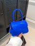 Mini Square Bag Top Handle Flap Chain Metallic Pu Funky