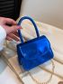 Mini Square Bag Top Handle Flap Chain Metallic Pu Funky