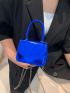 Mini Square Bag Top Handle Flap Chain Metallic Pu Funky