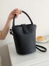 Stitch Detail Bucket Bag Black Zipper Elegant