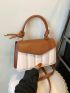 Color Block Fashionable PU Square Bag with Top Single Handle, Suitable for Daily Use