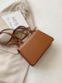 Color Block Fashionable PU Square Bag with Top Single Handle, Suitable for Daily Use