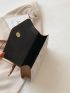Color Block Fashionable PU Square Bag with Top Single Handle, Suitable for Daily Use
