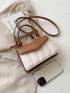 Color Block Fashionable PU Square Bag with Top Single Handle, Suitable for Daily Use