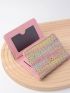Colorblock Plaid Pattern Small Wallet Trifold PU