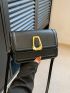 Mini Metal Decor Flap Square Bag Black Fashionable