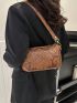 Floral Embossed Square Bag Brown Fashionable Adjustable Strap