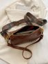 Floral Embossed Square Bag Brown Fashionable Adjustable Strap