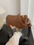 Floral Embossed Square Bag Brown Fashionable Adjustable Strap