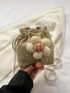 Mini Flower Decor Drawstring Design Straw Bag Fashionable For Vacation