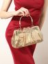 Rhinestone & Sequin Decor Ruched Bag Top Handle