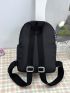Gingham Pattern Classic Backpack Cartoon Rabbit & Bear Decor Preppy
