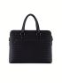 Braided Textured Classic Briefcase Black Double Handle For Work