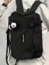 Letter Patch Decor Flap Square Bag Black Large Capacity With Bag Charm