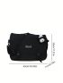 Letter Patch Decor Flap Square Bag Black Large Capacity With Bag Charm