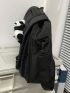 Letter Patch Decor Flap Square Bag Black Large Capacity With Bag Charm