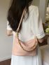 Pink Hobo Bag Fashionable Chain Decor PU