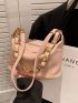 Pink Hobo Bag Fashionable Chain Decor PU
