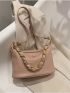 Pink Hobo Bag Fashionable Chain Decor PU