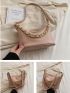 Pink Hobo Bag Fashionable Chain Decor PU